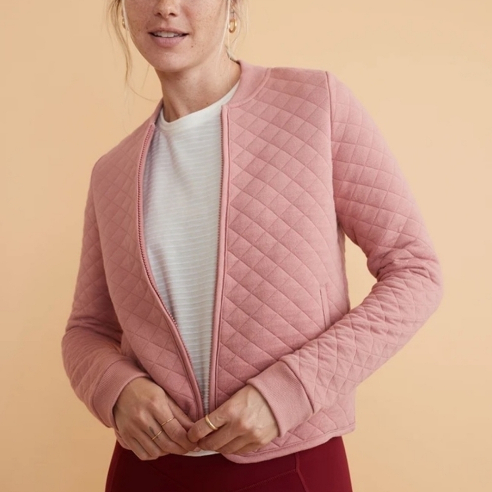 Marine Layer Corbet Bomber Jacket Ash Rose Large - Picture 3 of 7